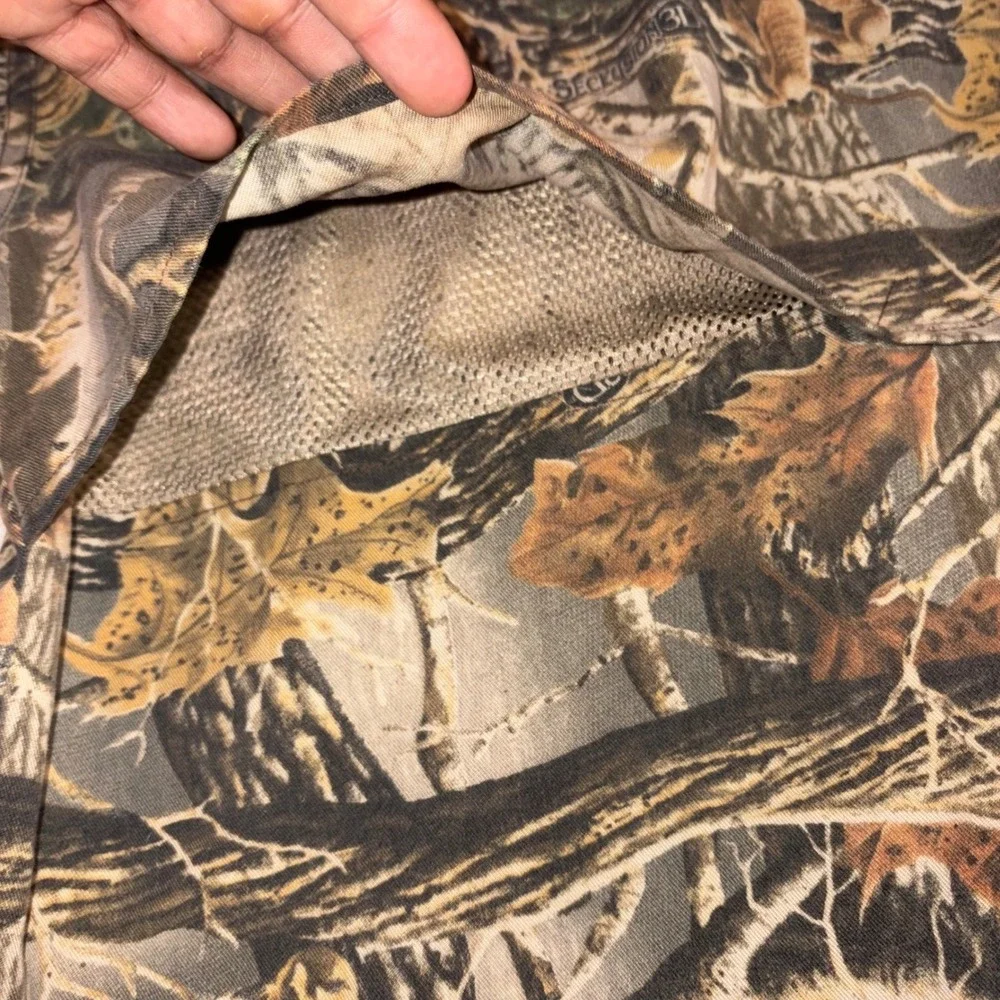 CABELA'S Camo Hunting Shirt Mens M Brown Seclusion 3D Vented Mesh Back Button Up